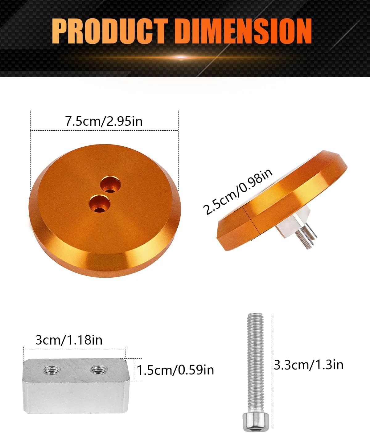 Close-up view of the CNC machined billet aluminum jack puck construction