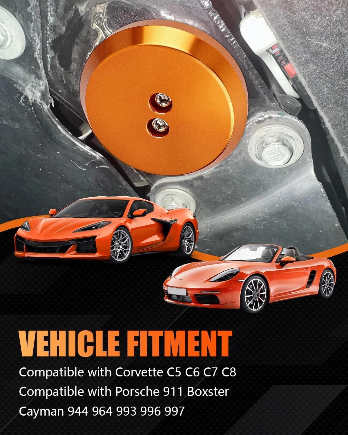 Illustration showing the jack puck inserted into a Corvette C8 factory jack point
