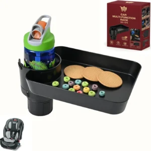 Car Seat Tray, Adjustable Base and Silicone-Supported Anti-Shake Cup Holder, Car Seat Tray for Kids Travel, Car Seat Snack Tray, Car Tray for Toddler, Family Road Trip Essentials for Kids view 1