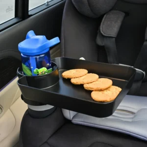 Car Seat Tray, Adjustable Base and Silicone-Supported Anti-Shake Cup Holder, Car Seat Tray for Kids Travel, Car Seat Snack Tray, Car Tray for Toddler, Family Road Trip Essentials for Kids view 2