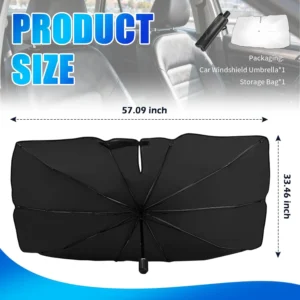 Car Windshield Sun Shade Umbrella,Titanium Silver Umbrella Sunshade for Car Windshield with Foldable Design,Portable & Heat-Blocking Sun Shield for Cars Windshields with Storage Pouch view 2