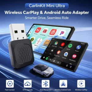 Carlinkit Wireless CarPlay/Android Auto Adapter - 2026 Mini Ultra Compatible with Factory Wired CarPlay/Android Auto Car, USB-A/C Plug & Play, 5.8GHz Dongle, Auto-Connect, OTA Upgrade view 2