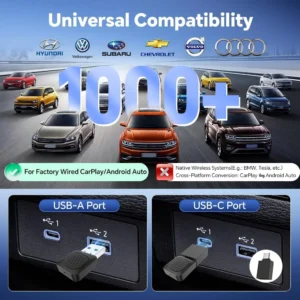 Carlinkit Wireless CarPlay/Android Auto Adapter - 2026 Mini Ultra Compatible with Factory Wired CarPlay/Android Auto Car, USB-A/C Plug & Play, 5.8GHz Dongle, Auto-Connect, OTA Upgrade view 5