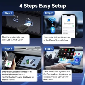 Carlinkit Wireless CarPlay/Android Auto Adapter - 2026 Mini Ultra Compatible with Factory Wired CarPlay/Android Auto Car, USB-A/C Plug & Play, 5.8GHz Dongle, Auto-Connect, OTA Upgrade view 7