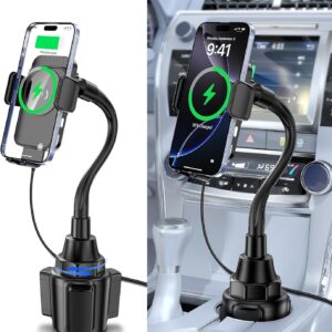 Cup Holder Phone Mount | Auto-Clamping 2-in-1 Wireless Charger