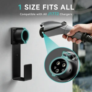 EV Charger Holder Wall Mount – J1772 Cable Organizer & Nozzle Holster with Storage Box for Electric Vehicle Charging view 4