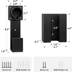 EV Charger Holder Wall Mount – J1772 Cable Organizer & Nozzle Holster with Storage Box for Electric Vehicle Charging view 7
