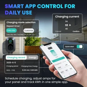 EV Charger Level 2 40 Amp - J1772 NEMA 14-50 Smart Electric Car Charger, NEMA Type 4 Waterproof, 25ft Cable, WiFi App Control, Outdoor Wall Mount EVSE, ETL & FCC Certified view 6