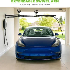 EV Charging Cable Holder - Extendable Arm Wall Mount for Electric Vehicle Charging Equipment - EV Charging Cable Organizer - EV Cable Holder - Made in USA - Black - 6-1/4' - No Holster view 3