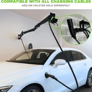 EV Charging Cable Holder - Extendable Arm Wall Mount for Electric Vehicle Charging Equipment - EV Charging Cable Organizer - EV Cable Holder - Made in USA - Black - 6-1/4' - No Holster view 5