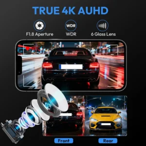 Front 4K Dash Cam for Ford Mustang Mach-E 2021 2022 2023 2024 2025 2026 GT Select Premium,OEM-Style,Loop Recording,G-Sensor,Built-in WiFi,64GB Card view 6