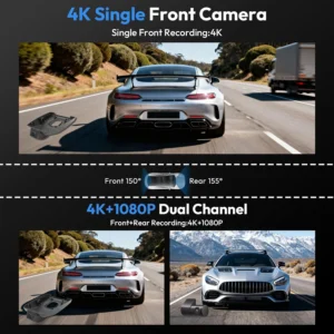 Front 4K Dash Cam for Ford Mustang Mach-E 2021 2022 2023 2024 2025 2026 GT Select Premium,OEM-Style,Loop Recording,G-Sensor,Built-in WiFi,64GB Card view 7