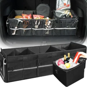 Front Trunk Organizer with Leakproof Cooler Bag for Tesla Model Y Model 3 2017-2025, Frunk Storage Collapsible Container Box Compatible with Front Rear Trunk Seats for Accessories, Black view 1