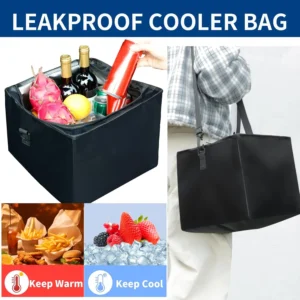 Front Trunk Organizer with Leakproof Cooler Bag for Tesla Model Y Model 3 2017-2025, Frunk Storage Collapsible Container Box Compatible with Front Rear Trunk Seats for Accessories, Black view 3