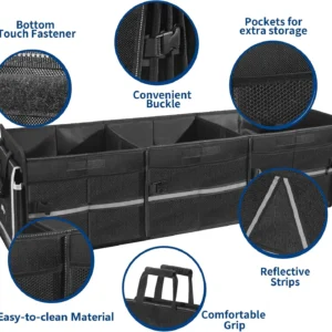 Front Trunk Organizer with Leakproof Cooler Bag for Tesla Model Y Model 3 2017-2025, Frunk Storage Collapsible Container Box Compatible with Front Rear Trunk Seats for Accessories, Black view 5