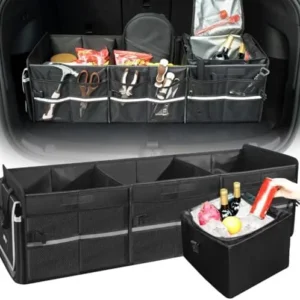 Front Trunk Organizer with Leakproof Cooler Bag for Tesla Model Y Model 3 2017-2025, Frunk Storage Collapsible Container Box Compatible with Front Rear Trunk Seats for Accessories, Black view 7
