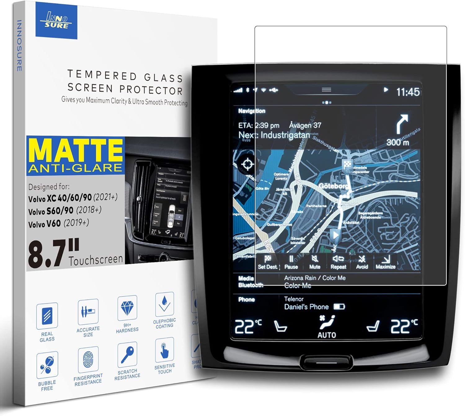INNOSURE Tempered Glass Screen Protector for Volvo 8.7" Touchscreen