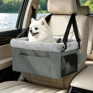 JOEJOY Deluxe Dog Booster Seat with Sturdy Metal Frame and Safety Leash for Small Pets up to 20 lbs - Portable Puppy Dog Car Seat with Thick Cushion and Storage Pockets for Small Dogs view 1