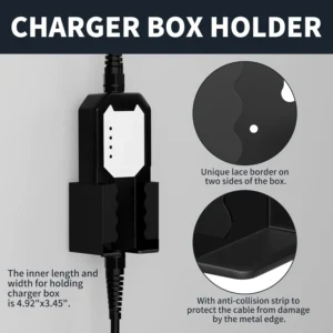 Joinfworld EV Charger Holder Wall Mount Kit EV Charger Holster Dock for SAE J1772 Connector J-Hook EV Charger Cable Holder & EV Charging Box Holder for Electric Vehicles view 3