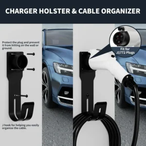 Joinfworld EV Charger Holder Wall Mount Kit EV Charger Holster Dock for SAE J1772 Connector J-Hook EV Charger Cable Holder & EV Charging Box Holder for Electric Vehicles view 4