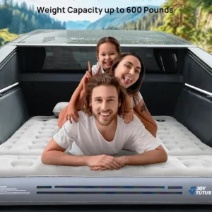 JOYTUTUS Truck Bed Air Mattress with 2 Pillows for Cybertruck Accessories Custom Fit Inflation Camping Air Bed with Built-in Pump & Carry Bag- Grey view 4
