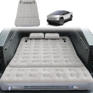 JOYTUTUS Truck Bed Air Mattress with 2 Pillows for Cybertruck Accessories Custom Fit Inflation Camping Air Bed with Built-in Pump & Carry Bag- Grey view 7