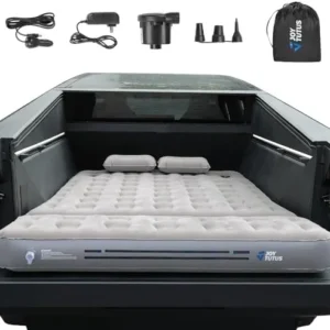 JOYTUTUS Truck Bed Air Mattress with 2 Pillows for Cybertruck Accessories Custom Fit Inflation Camping Air Bed with Built-in Pump & Carry Bag- Grey