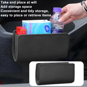 KHGUZ Car Seat Side Storage Pocket: Premium Leather Organizer view 3