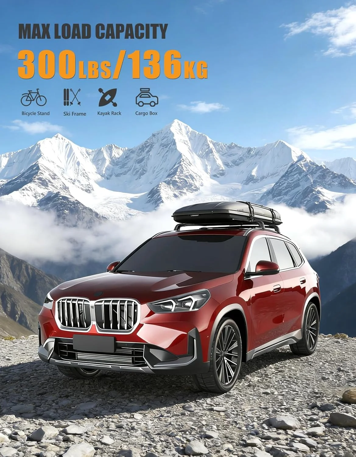 KINGGERI Roof Rack Cross Bar with Tie-Down Loop