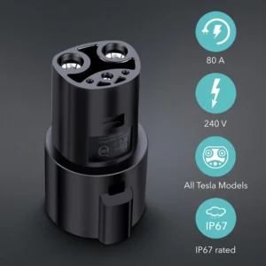 Lectron J1772 to Tesla Adapter 80 Amp (240V) - EV Charging Adapter Compatible with Tesla Model S/3/X/Y/Cybertruck and All Electric Vehicles in the NACS Alliance (Black) view 2