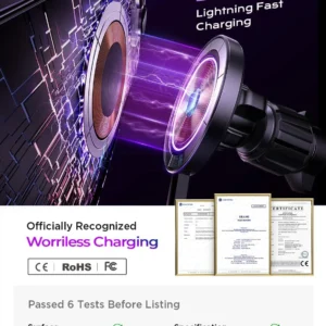 LISEN 15W MagSafe Car Mount Charger: Premium EV Wireless Charging view 4