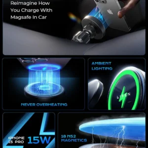 LISEN 15W MagSafe Car Mount Charger: Premium EV Wireless Charging view 5