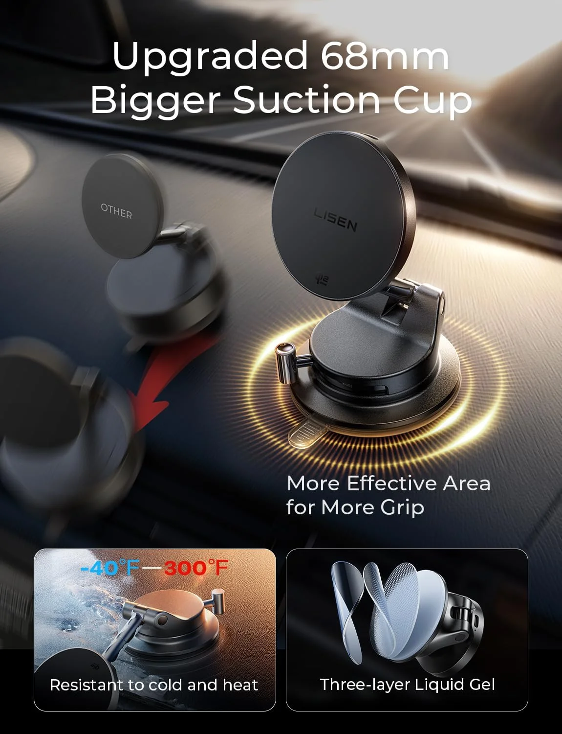 Compact folded state of the LISEN Qi2.2 MagSafe car mount