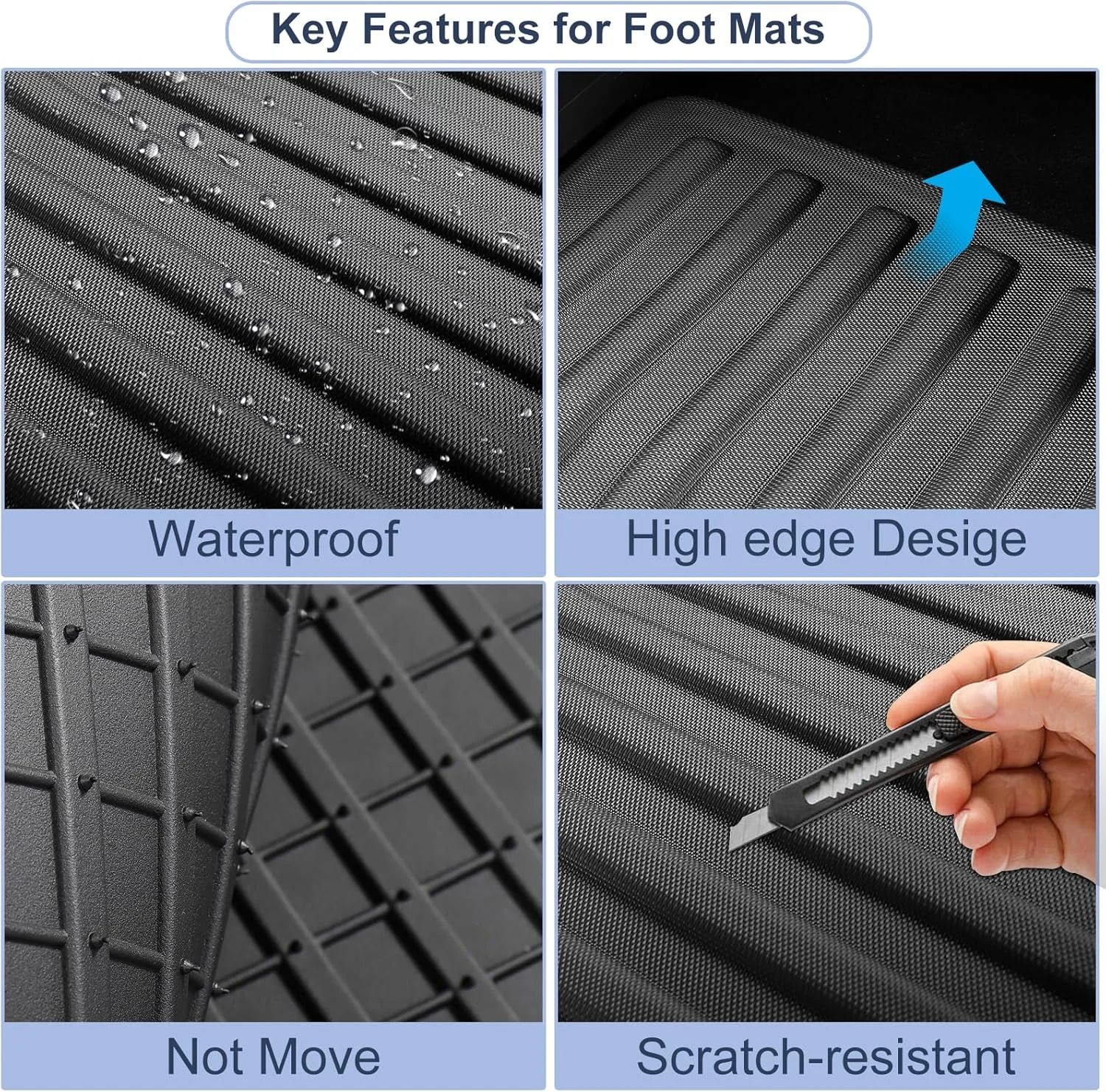 Textured surface of LUCKEASY TPE floor mats for improved grip and ease of cleaning