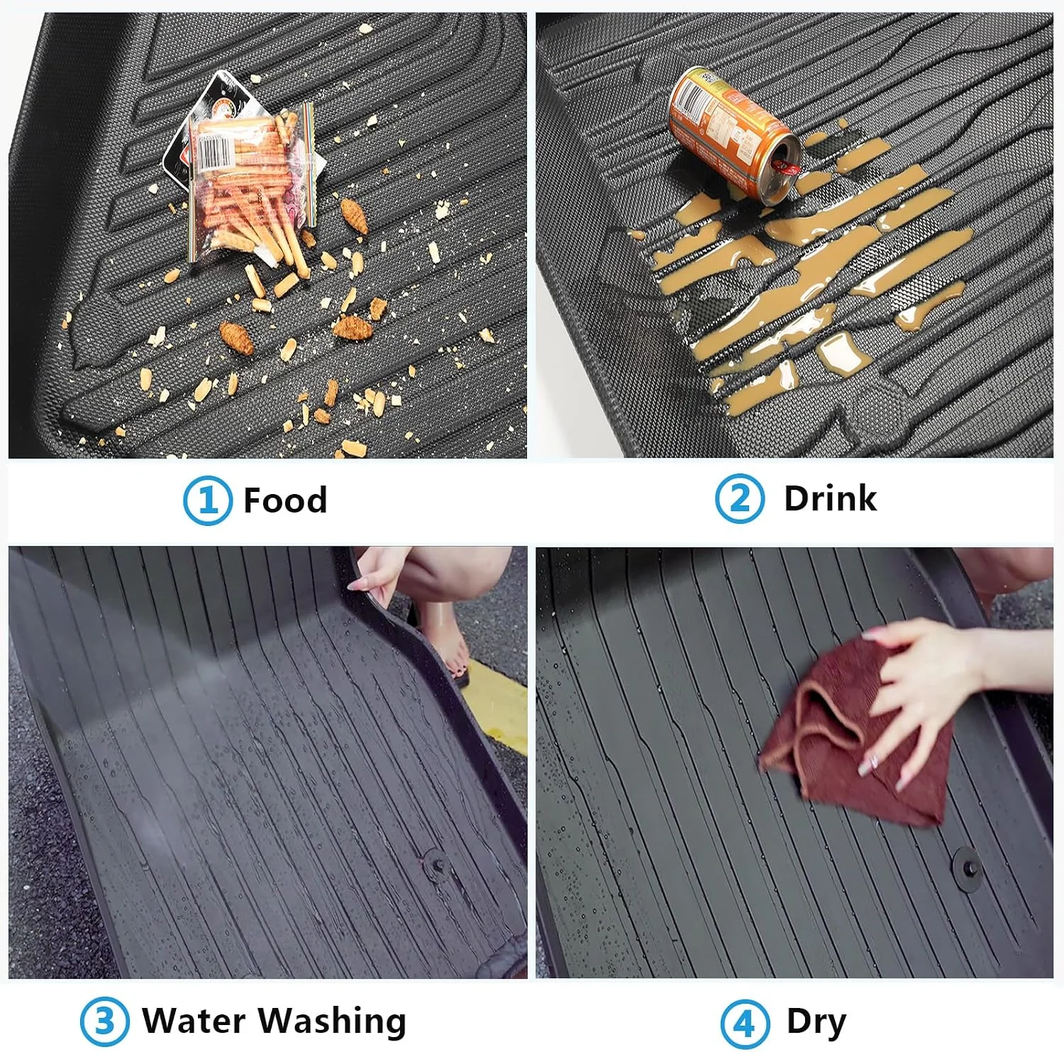 LUCKEASY TPE floor mats for Volvo EX30 laid out for airing and to remove creases