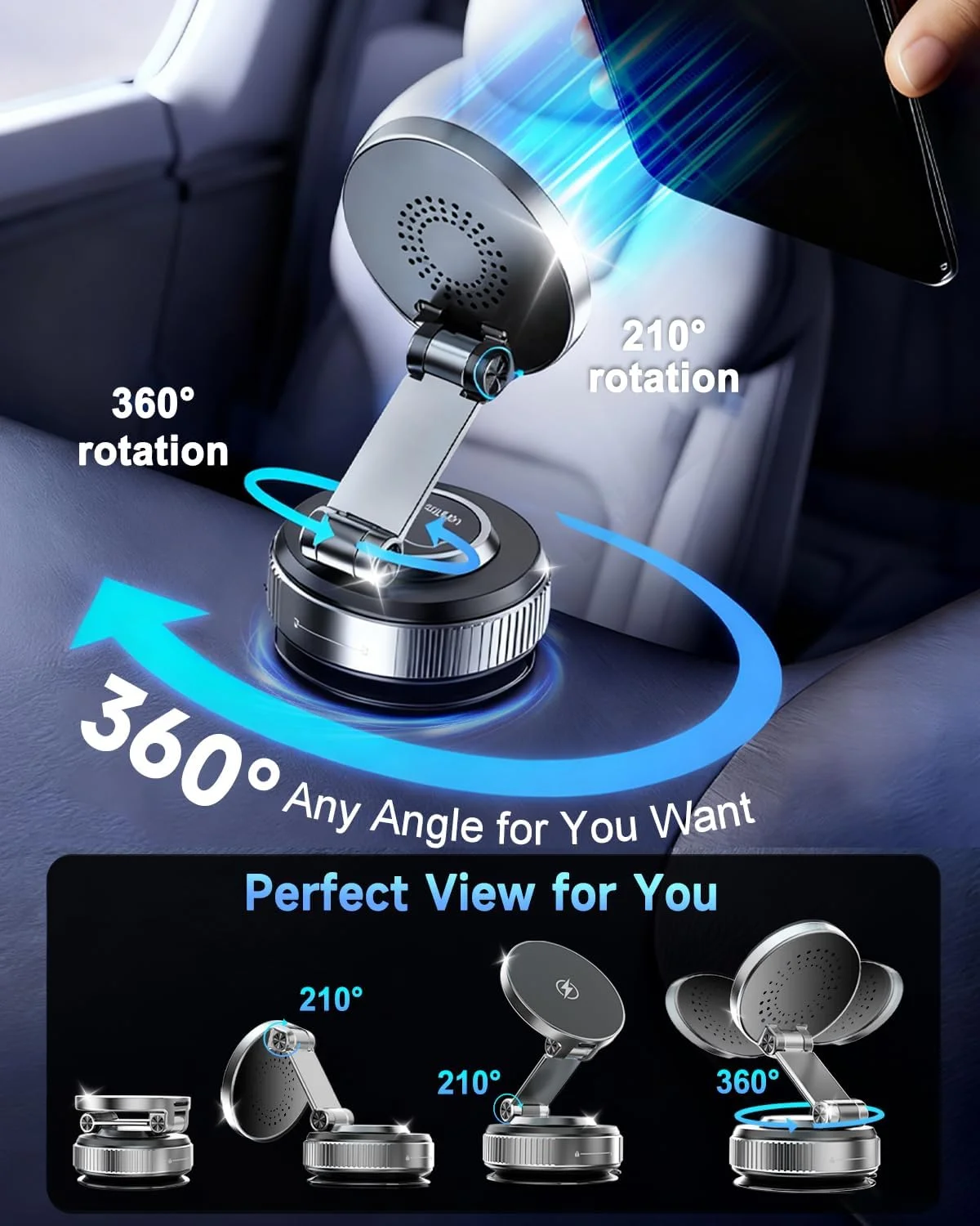 Close-up of the reinforced metal components of the MagSafe car mount charger