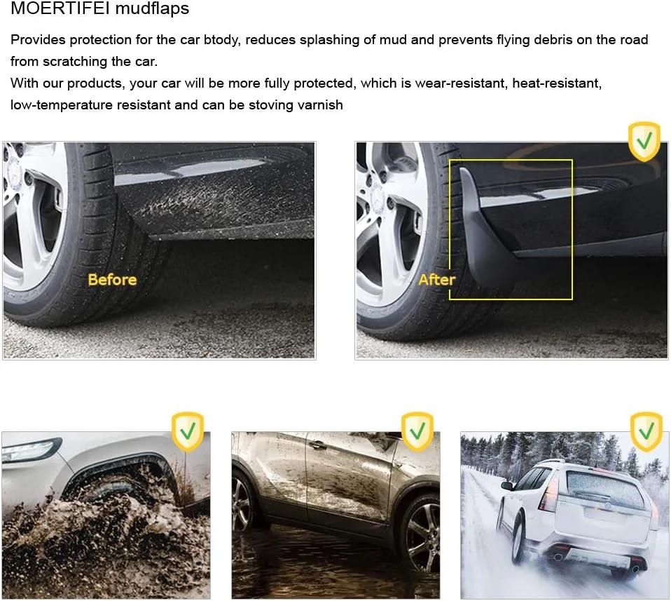 MOERTIFEI EV Mudguards showing their universal fit on various electric vehicle models
