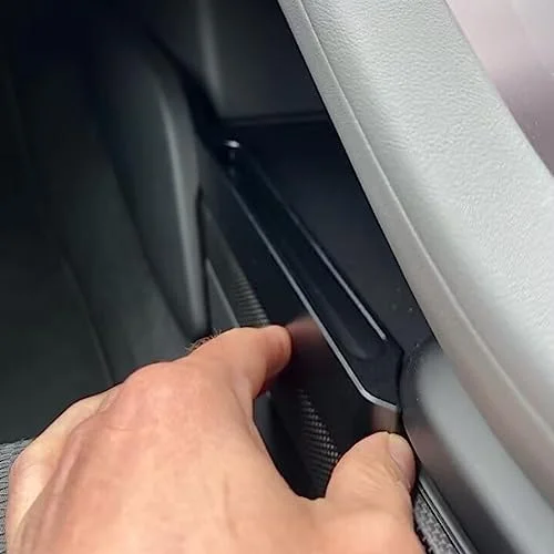 The Moittellc organizer in place, showcasing its stylish integration into the EV's console
