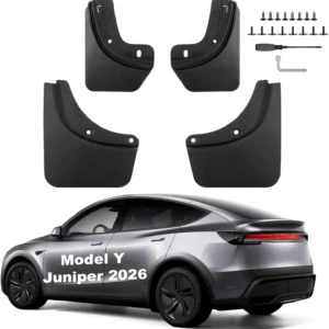Mud Flaps for Tesla Model Y Juniper Accessories 2026 2025 OEM Version All-Weather Front and Rear Splash Guards 4 PCS, No Drilling Required view 1