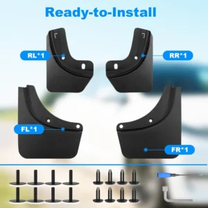 Mud Flaps for Tesla Model Y Juniper Accessories 2026 2025 OEM Version All-Weather Front and Rear Splash Guards 4 PCS, No Drilling Required view 6