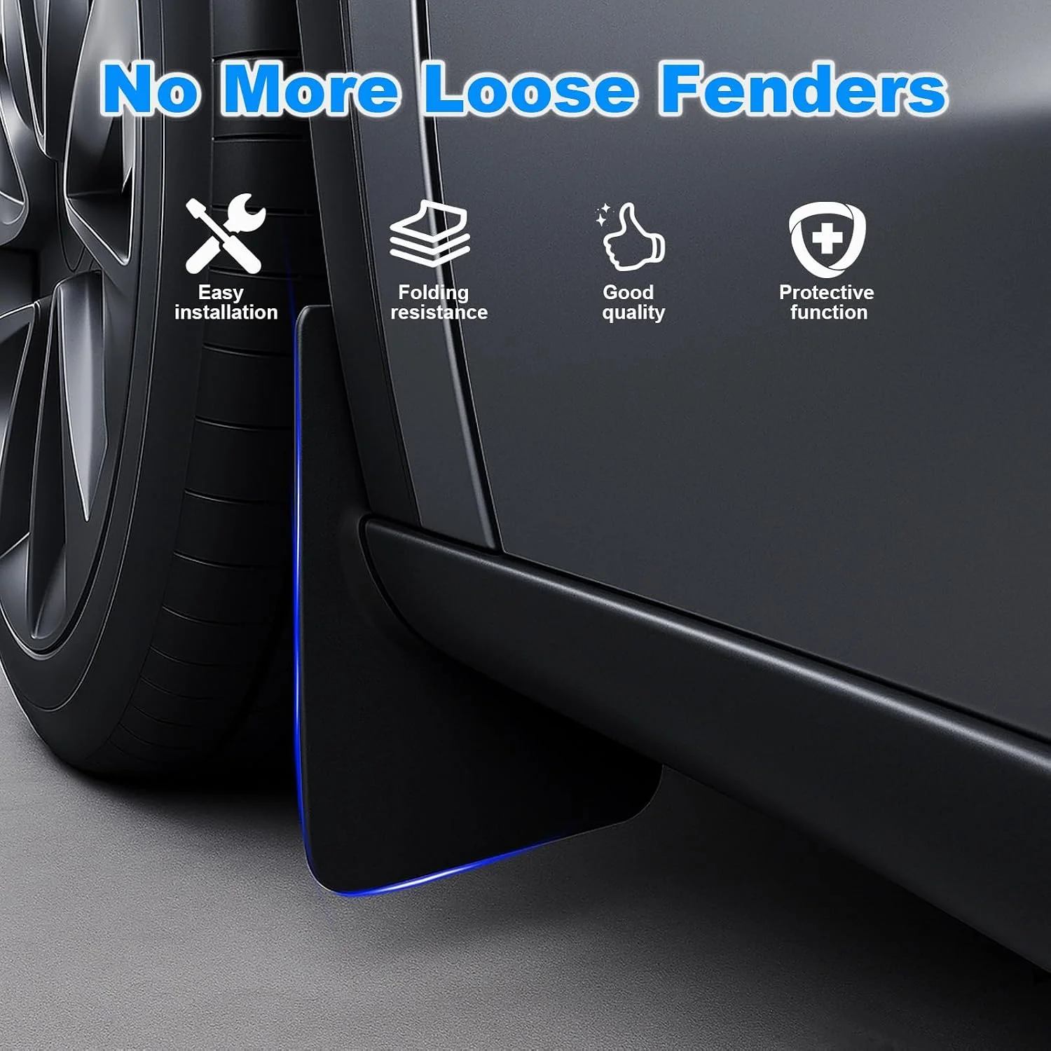 Mud flaps enhancing Model Y Juniper's look