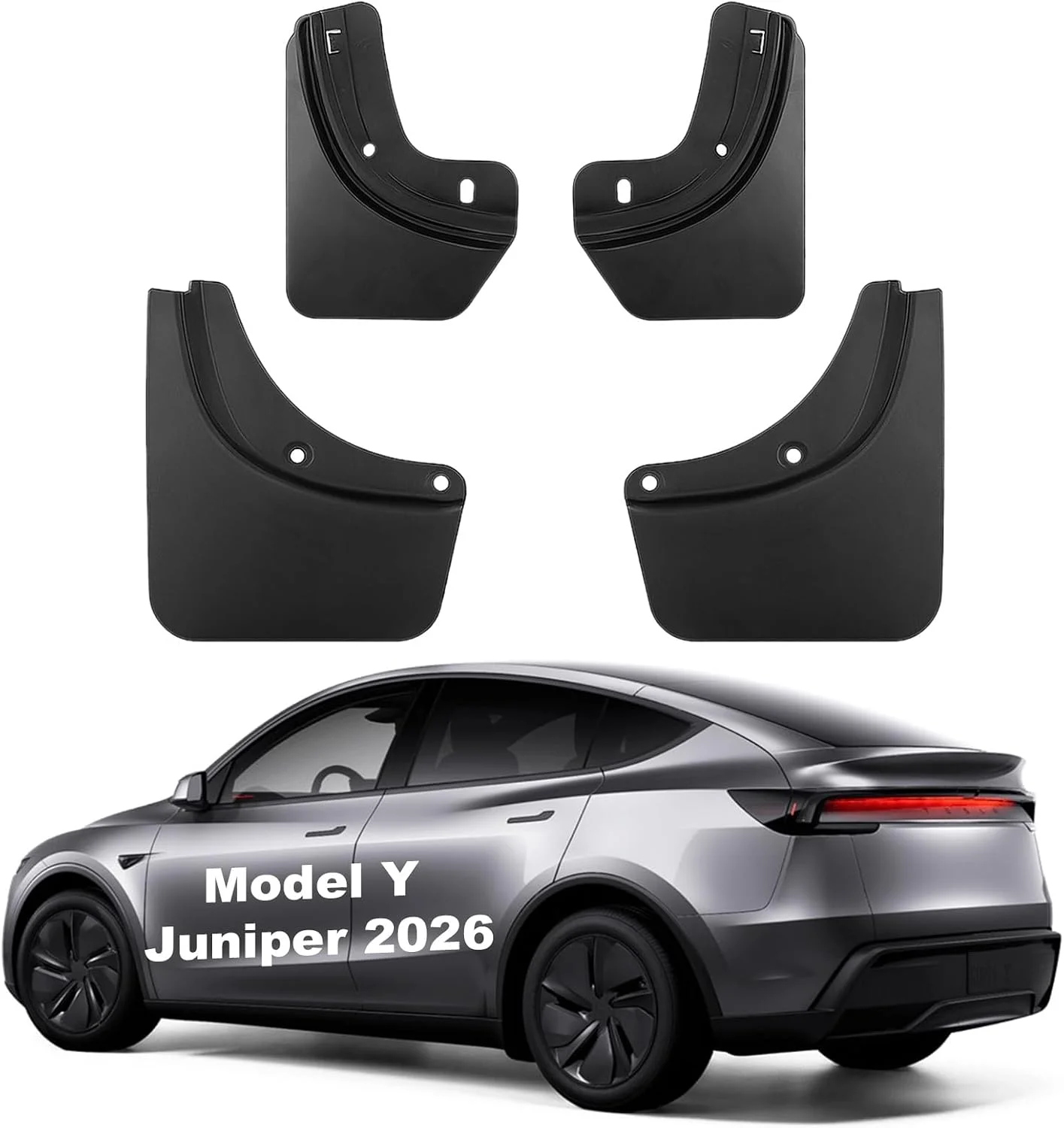 Mud Flaps for Tesla Model Y Juniper Accessories 2026 2025 OEM Version All-Weather Front and Rear Splash Guards 4 PCS, No Drilling Required