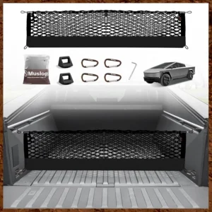 Muslogy Truck Bed Cargo Net Trunk Netting Compatible with Tesla Cybertruck 2024 2025 2026 Accessories, Pickup Cargo Organizer SUV Sedan Storage Net w/Heavy Duty Carabiners view 1