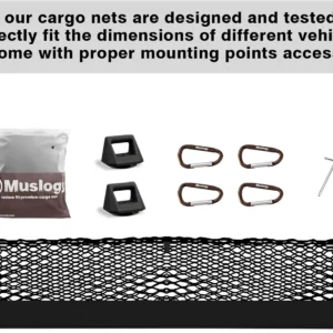 Muslogy Truck Bed Cargo Net Trunk Netting Compatible with Tesla Cybertruck 2024 2025 2026 Accessories, Pickup Cargo Organizer SUV Sedan Storage Net w/Heavy Duty Carabiners view 7