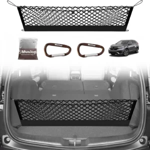 Muslogy Truck Bed Cargo Net Trunk Netting Compatible with Tesla Cybertruck 2024 2025 2026 Accessories, Pickup Cargo Organizer SUV Sedan Storage Net w/Heavy Duty Carabiners