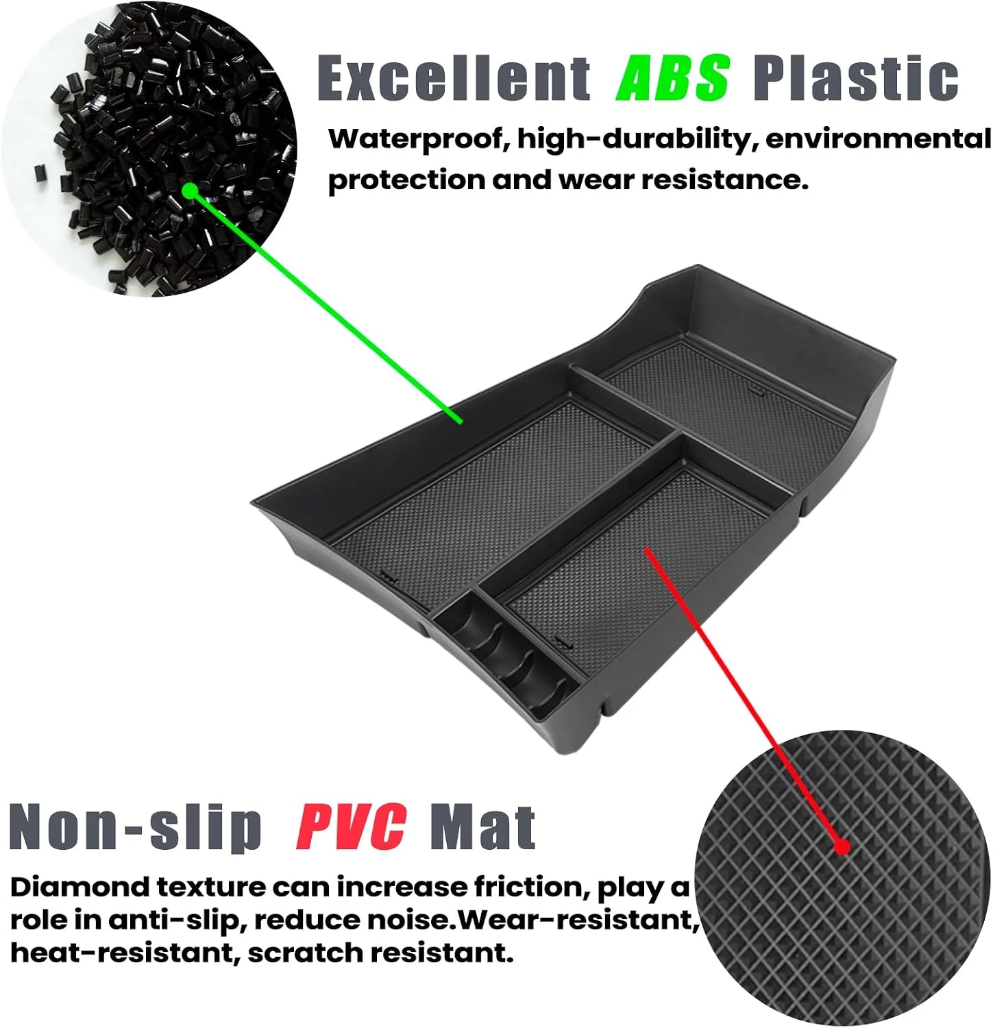The black PVC silicone pad on the Neepiar organizer provides a non-slip surface