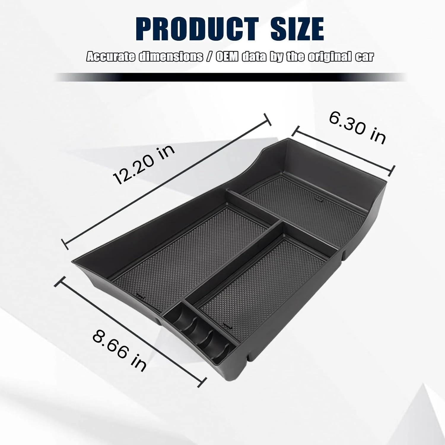 Side view of the Neepiar Center Console Organizer fitting perfectly in an EV's lower console