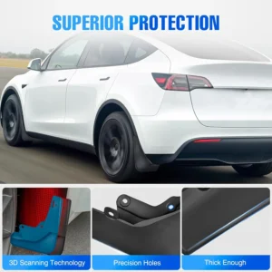 Nilight Mud Flaps for Tesla Model Y 2020 2021 2022 2023 2024 2025, No Drilling Precision Fit Exterior Accessories Heavy-Duty Splash Guards Protection, Front & Rear Set view 4