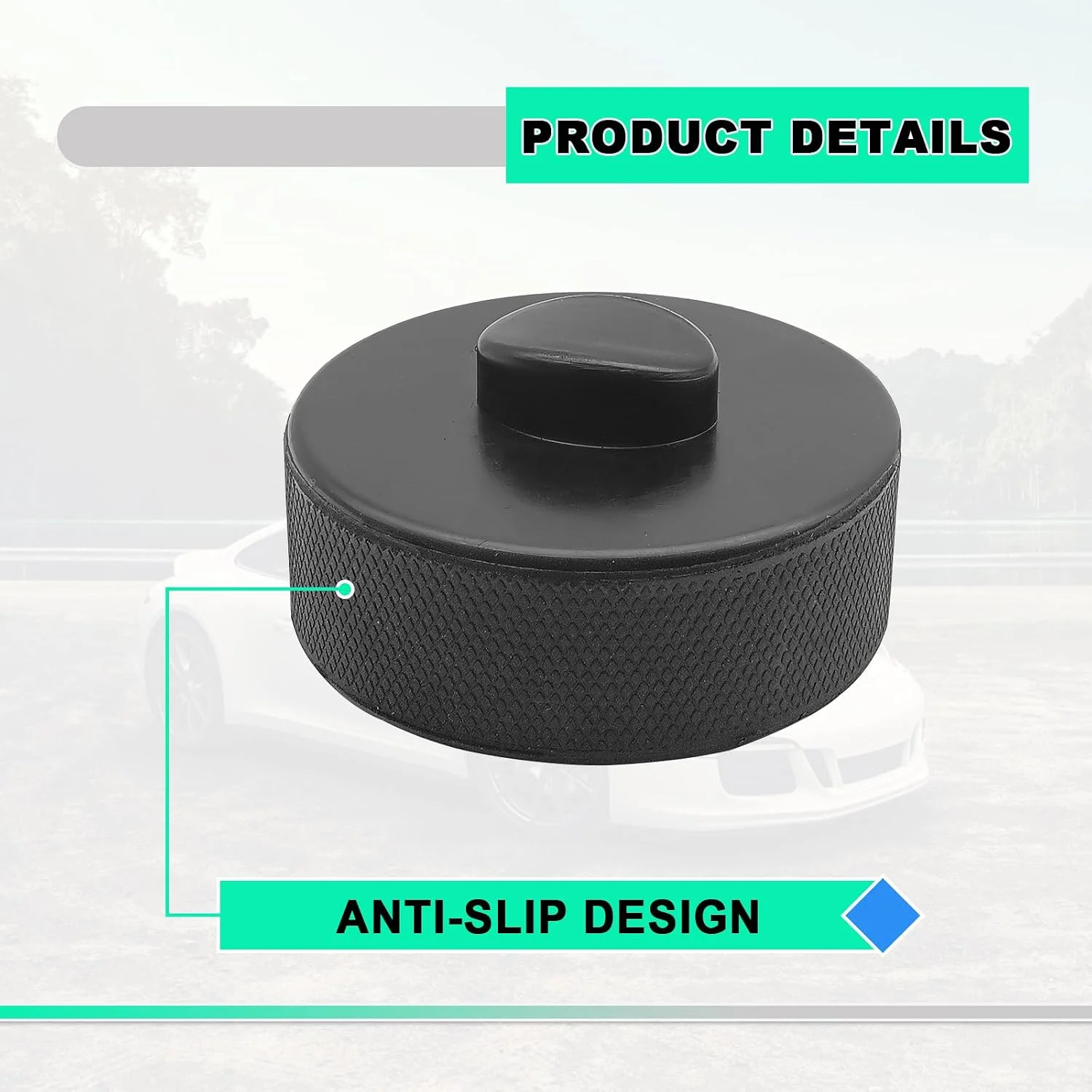 Porsche Jack Pad Adapter - Demonstrating easy insertion into a jack point