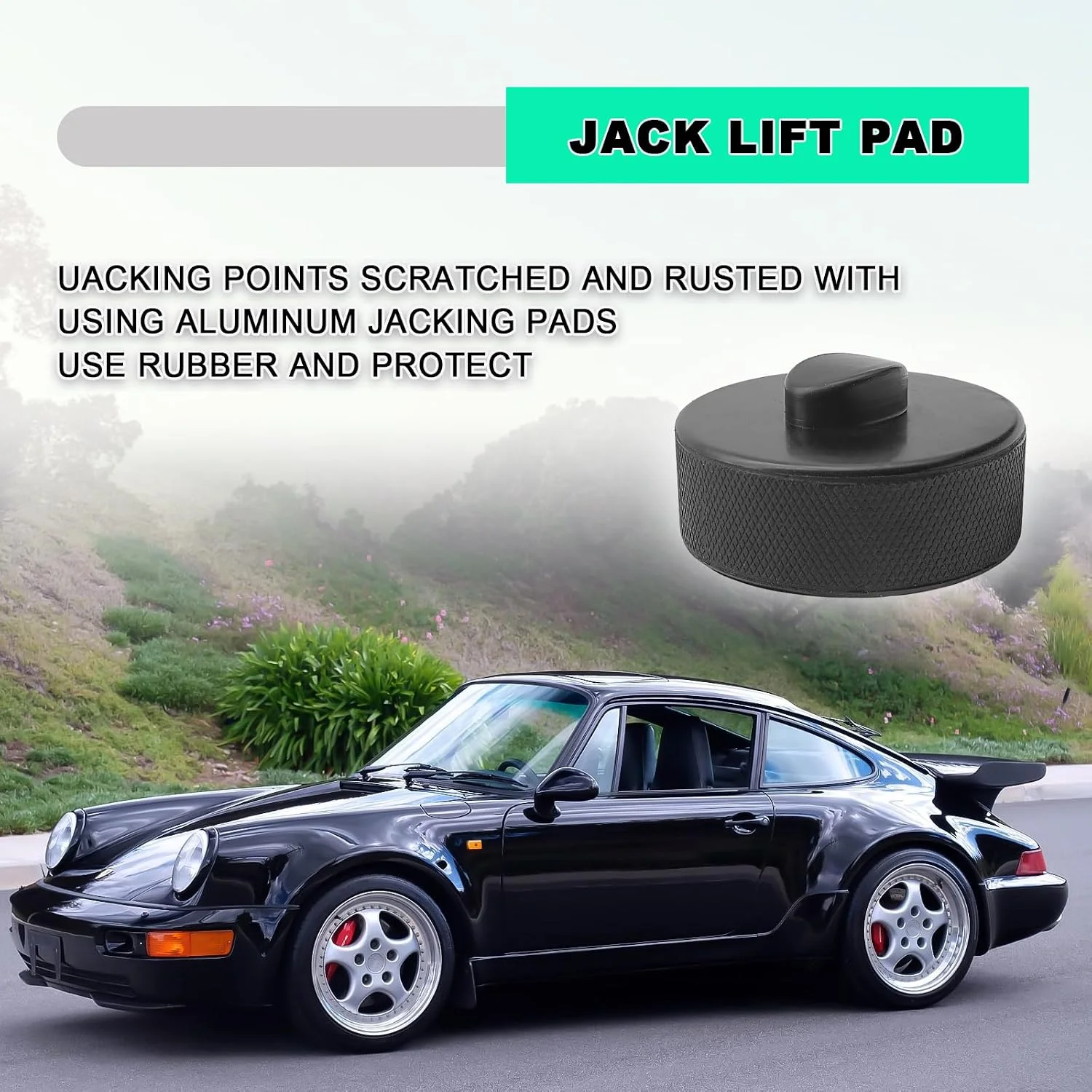 Porsche Jack Pad Adapter - Showing the adapter integrated with a jack saddle